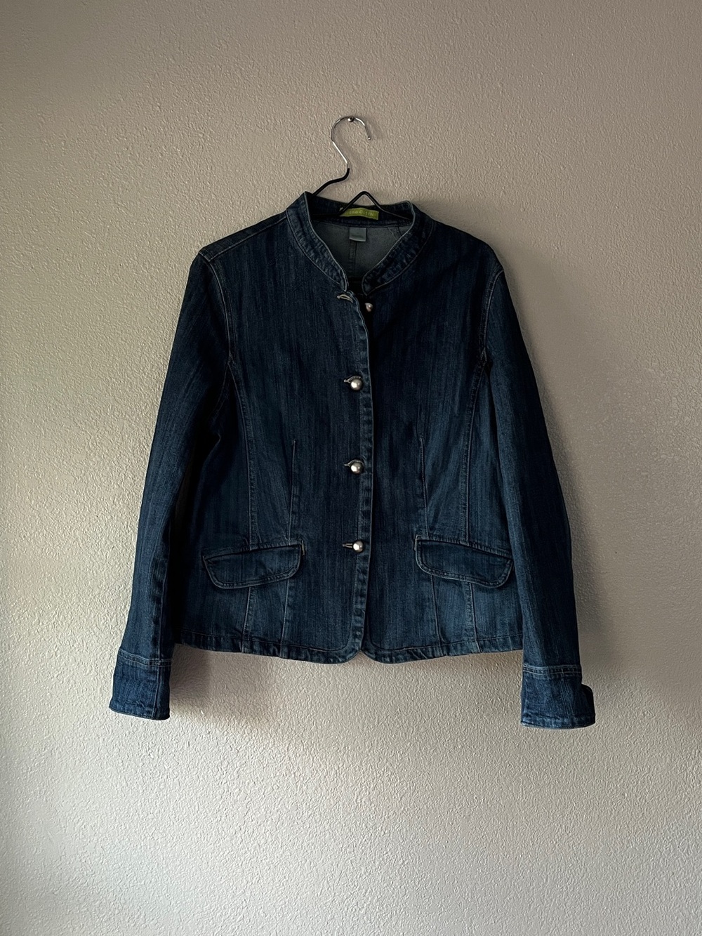 Sigrid Olsen Dark Blue Denim Jacket with Stand Collar